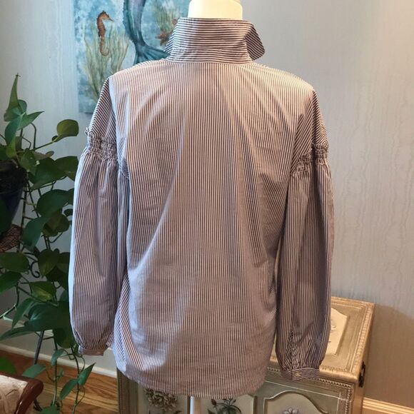 Halogen Blue White Striped Embroidered Shirt Sz XS - Picture 6 of 9